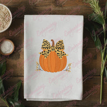 Pumpkin With Leopard Print Bow Thanksgiving Embroidery Design