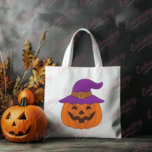 Halloween Pumpkin With Witch Hat Embroidery Design