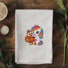 Cute Unicorn Hugs Turkey Thanksgiving Embroidery Design