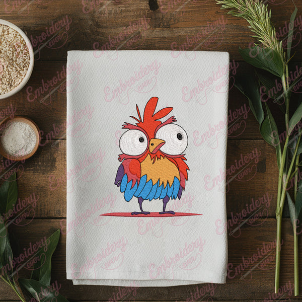 Colorful Cartoon Style Chicken Embroidery Design
