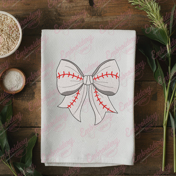 Baseball Simple Bow Embroidery Design