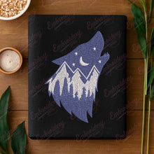 Wolf With Mountains Embroidery Design