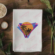 Retro 80s Style Synthwave Neon Sunset Embroidery Design