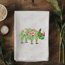 Beautiful Floral Rhino Embroidery Design