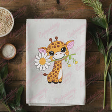 Giraffe with Daisy Flower Embroidery Design