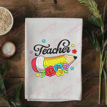 Pencil and Happy Teacher Embroidery Design