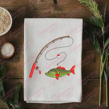 Fishing Rod with Fish Embroidery Design