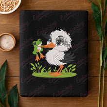 Stork Holding A Frog Embroidery Design