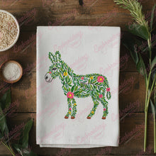 Tropical Leaves And Flowers Donkey Embroidery Design