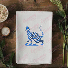 Abstract Blue Cat Embroidery Design