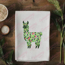 Tropical Leaves And Flowers Llama Embroidery Design