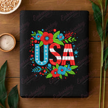 4th of July USA Floral Embroidery Design