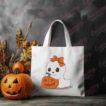 Halloween Girl Ghost With Pumpkin Embroidery Design