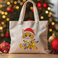 Christmas Cat with Lights Embroidery Design