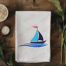 Water Wave Sailing Boat Embroidery Design