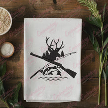 Deer and Fish Hunting Embroidery Design