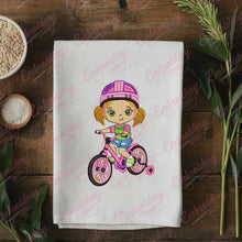 Cute Girl Riding a Bicycle Embroidery Design