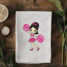 Cheerleader With Pom Pom Embroidery Design