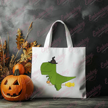 T-Rex Dinosaur Witch Halloween Embroidery Design