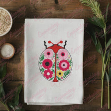 Colorful Botanical Ladybug Embroidery Design