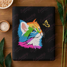 Rainbow Cat Butterfly Embroidery Design