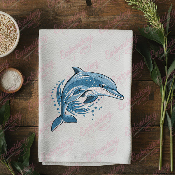 Jumping Cute Dolphin Embroidery Design