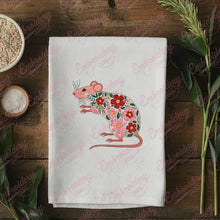 Floral Rat Mouse Embroidery Design
