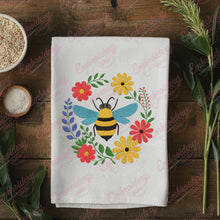 Bee Wreath Of Flowers & Leaves Embroidery Design