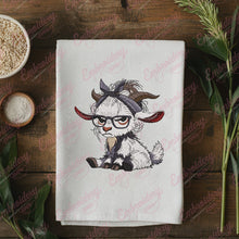 Goat Wearing Glasses And Bandana Embroidery Design