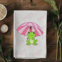 Frog With Umbrella Machine Embroidery Design
