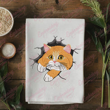 Cat Cracked Wall Embroidery Design