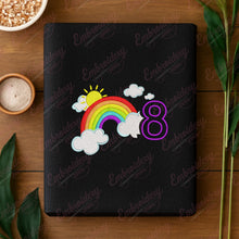 Rainbow Birthday Number 8 Embroidery Design