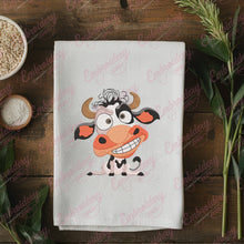 Funny Cartoon Style Cow Embroidery Design