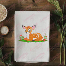 Cute Deer Sitting In The Grass Embroidery Design
