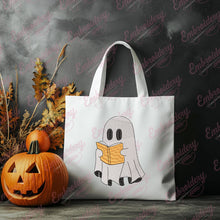 Halloween Ghost Reading A Book Embroidery Design