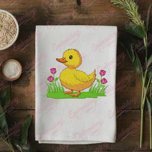 Cute Standing Duck In Green Grass Embroidery Design