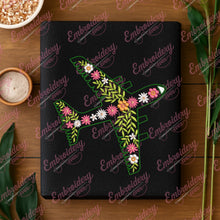 Floral Airplane Embroidery Design