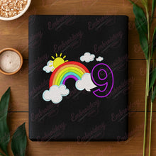 Rainbow Birthday Number 9 Embroidery Design