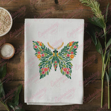 Colorful Botanical Moth Embroidery Design