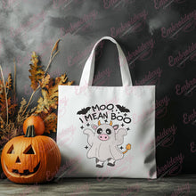 Cute Ghost Cow Halloween Embroidery Design