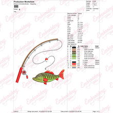 Fishing Rod with Fish Embroidery Design