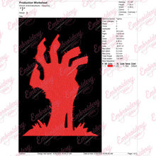 Zombie Hand Halloween Embroidery Design