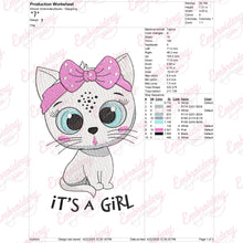 It's a Girl Kitten Embroidery Design