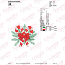Candy Cane And Bow Embroidery Design