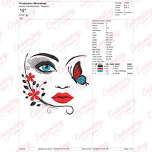 Girl Face With Butterfly Embroidery Design