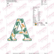 Floral Alphabet Letter A Embroidery Design