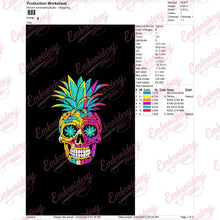 Tropical Pineapple Skull Embroidery Design