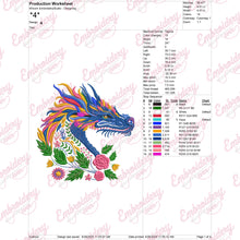 Tropical Leaves And Flowers Dragon Embroidery Design