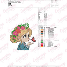 Cute Girl With Butterfly Embroidery Design