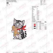 Christmas Cat Eating Gingerbread Embroidery Design